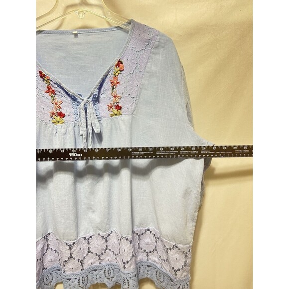 Unbranded Womens 5X‎ Lace Embroidered Blue Top - Picture 3 of 12